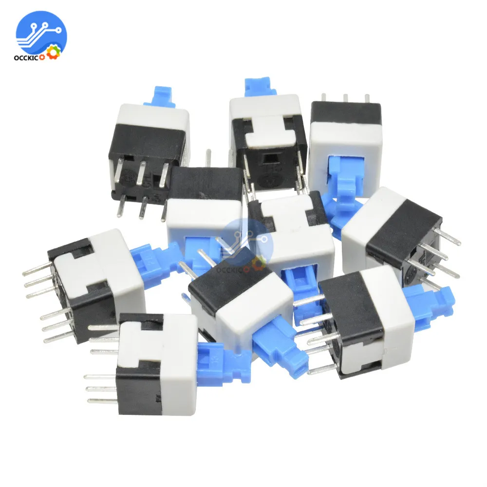 10 шт./лот 8X8mm крышка самоблокирующийся Тип переключатель с квадратной кнопкой