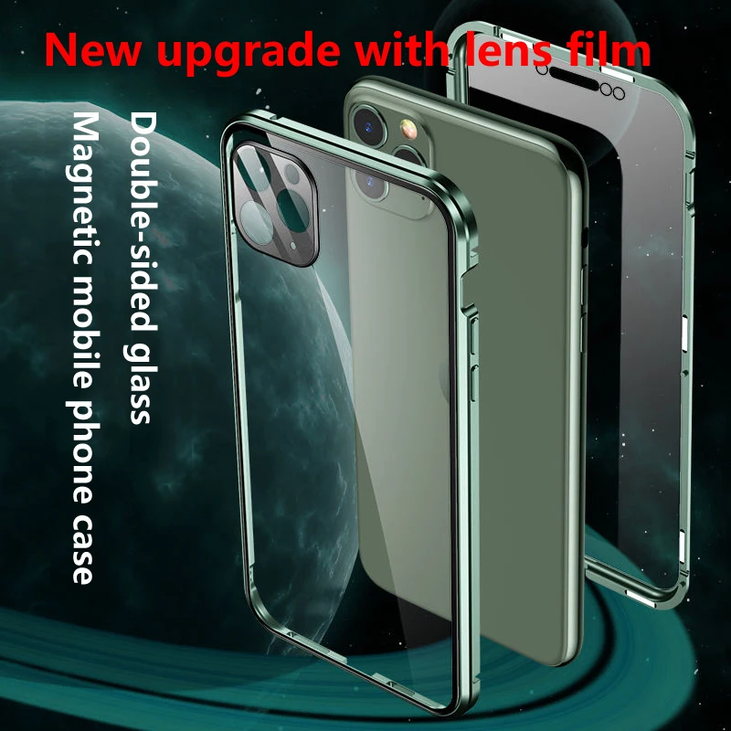 Магнитный чехол с полной защитой 360 градусов для iPhone 11 Pro XS Max XR X Защитная пленка