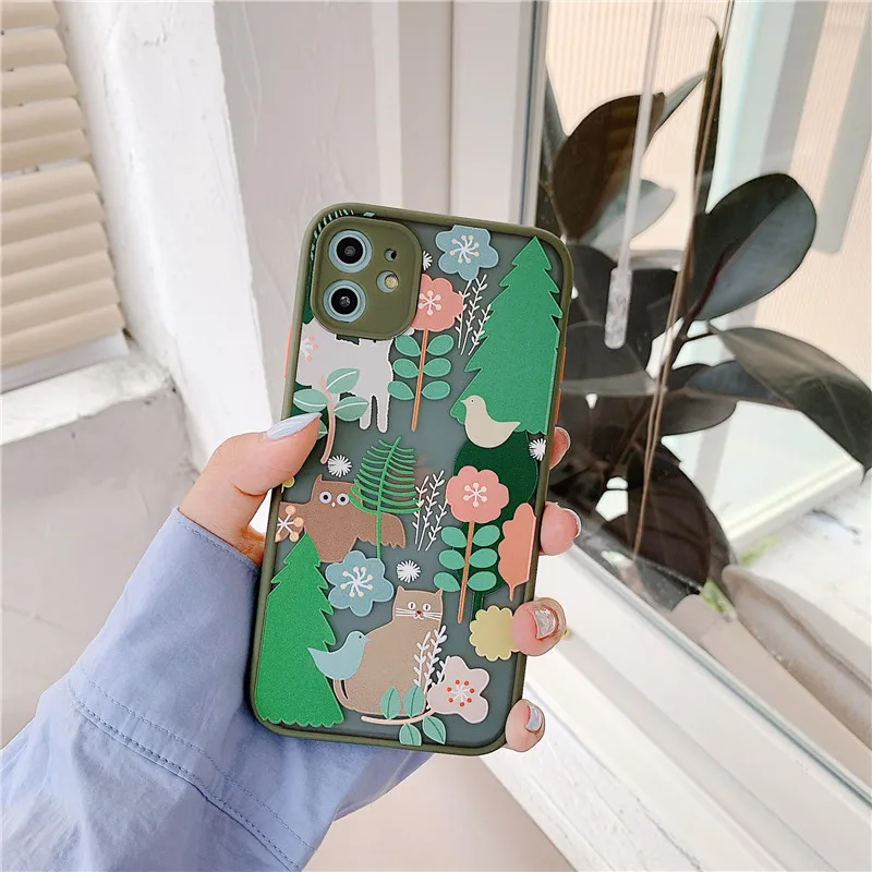 Цветной чехол GYKZ с изображением кота цветов граффити для iPhone 11 Pro XS MAX X 7 SE 2020 6 XR 8Plus
