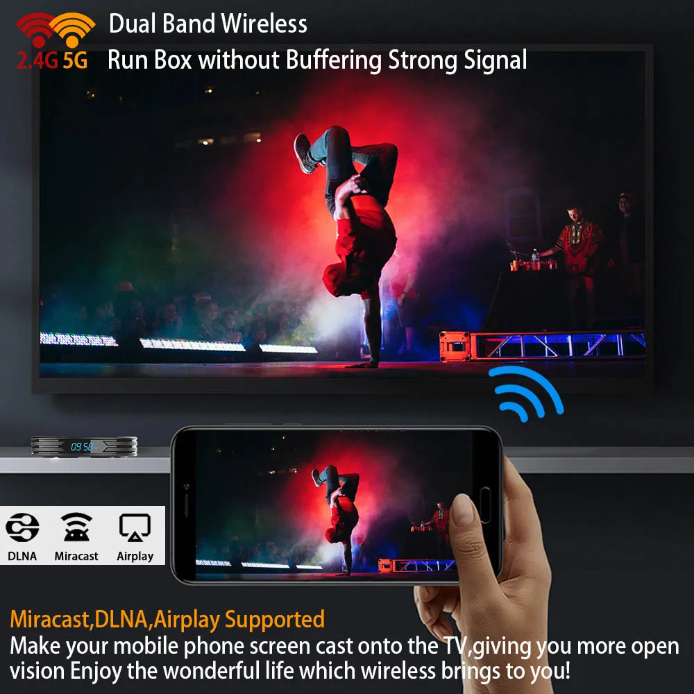 Transpeed Android 9,0 ТВ коробка Youtube Netflix, Wi-Fi, 2,4G и 5,8G 2 ГБ 4 ГБ 128 голосового помощника Google очень быстро set top tv BOX