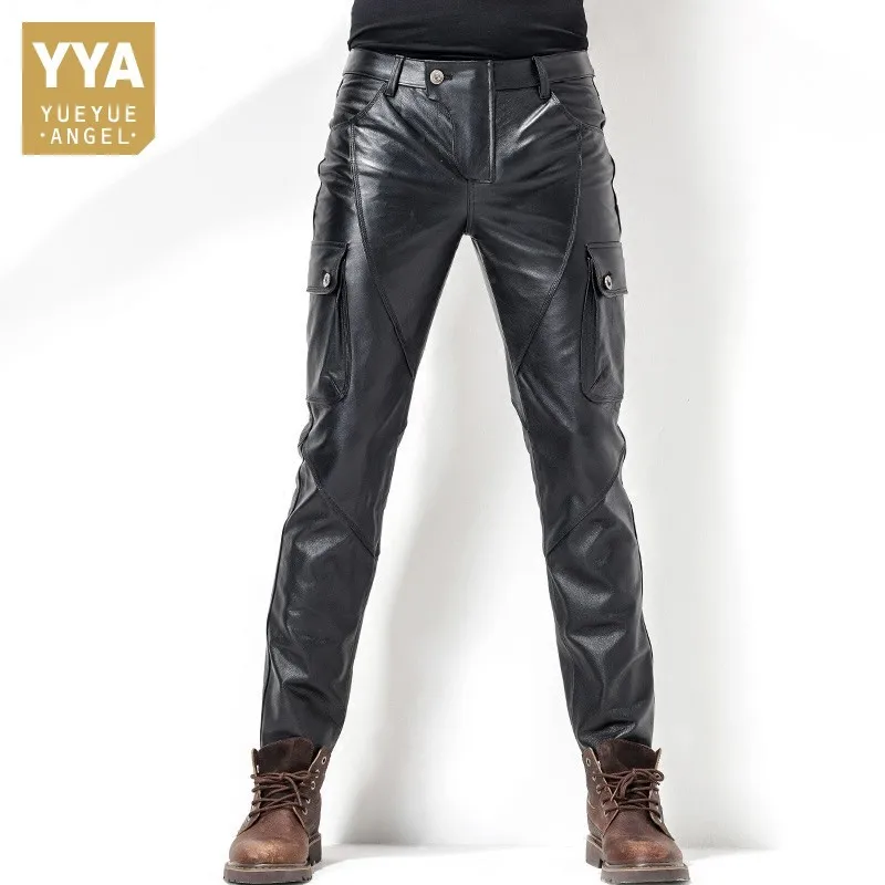 Euro Brand New Motorcycle Mens Koeienhuid Volledige Lengte Broek Slanke Zakken Echt Leer Winddicht Mode Mannelijke Potlood Broek Euro Brand New Motorcycle Mens Koeienhuid Volledige Lengte Broek Slanke Zakken Echt Leer Winddicht Mode Mannelijke Potlood Broek