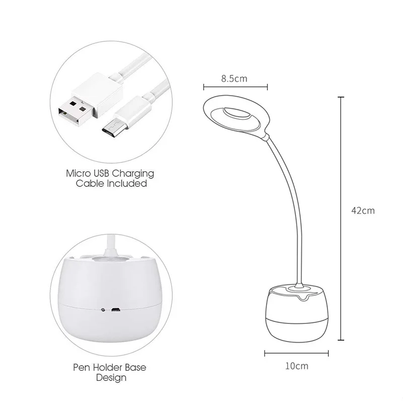 Usb Led Настольная лампа, настольные лампы, перезаряжаемый пресс-переключатель, 3 режима, зажим, держатель, Настольный светильник, прикроватный, для спальни, для чтения, книги, ночная лампа
