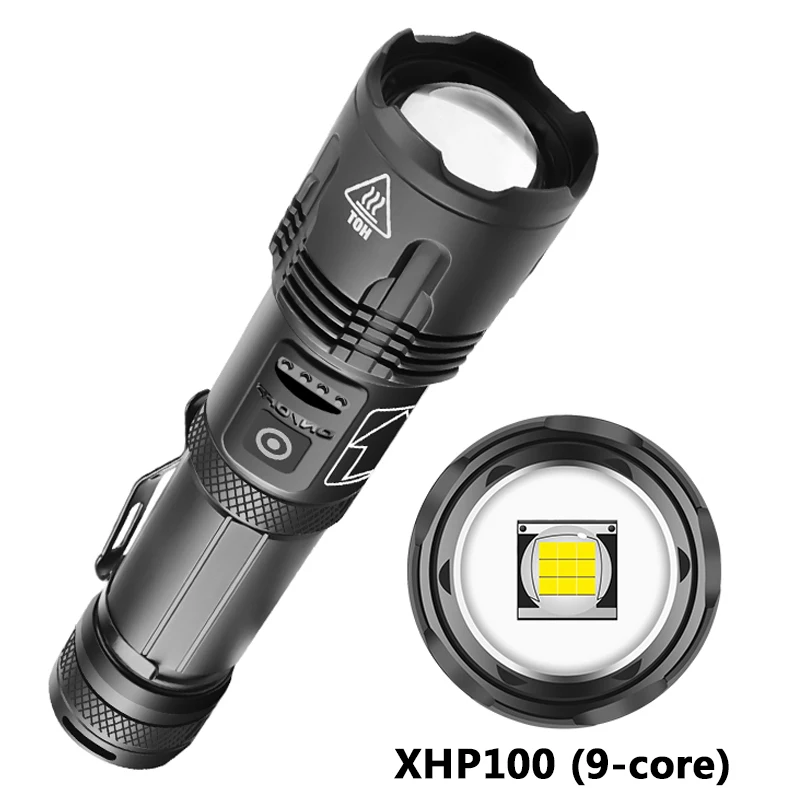 Super Heldere XHP100 9-Core Led Zaklamp Usb Oplaadbare 18650 Of 26650 Batterij Zoomable Power Bank Functie Torch Lantaarn