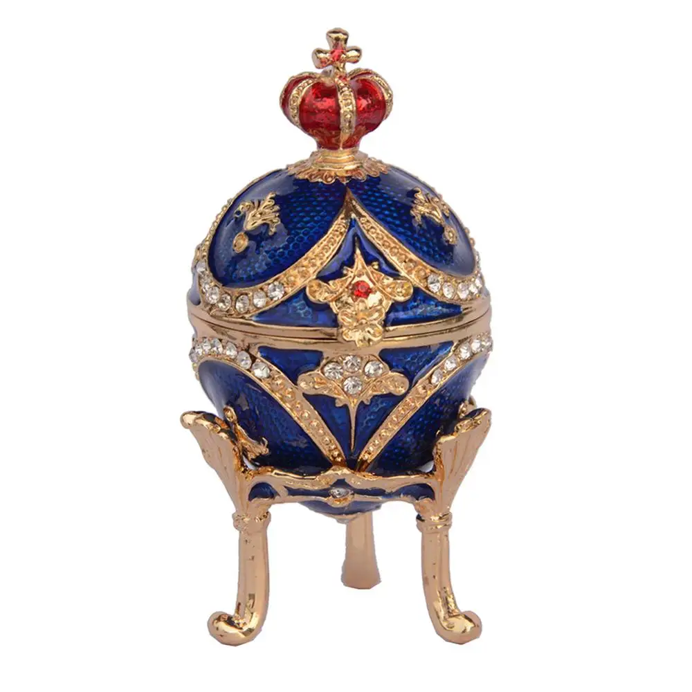 Easter Egg Bejeweled Trinket Box Metal Tabletop Crafts Birthday Gifts for Her Collectibles
