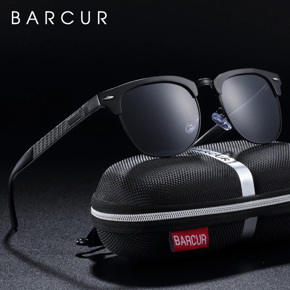 Najtaniej BARCUR męskie okulary aluminiowe spolaryzowane męskie okulary okulary klasyczne Punk gafas óculos de sol masculino