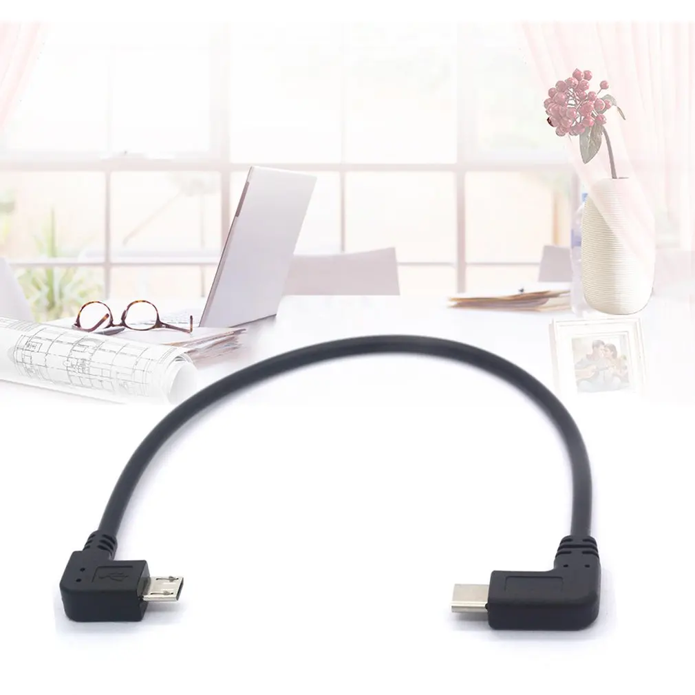 Кабель типа C к микро-usb, 90 градусов USB-C штекер к микро-b Мужской адаптер конвертер