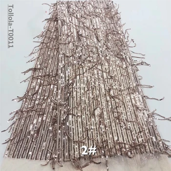 

Gold New Designs African Lace Fabric With Sequins African Lace Embroidery Guipure Lace Trim High Quality for Nigerian Dress