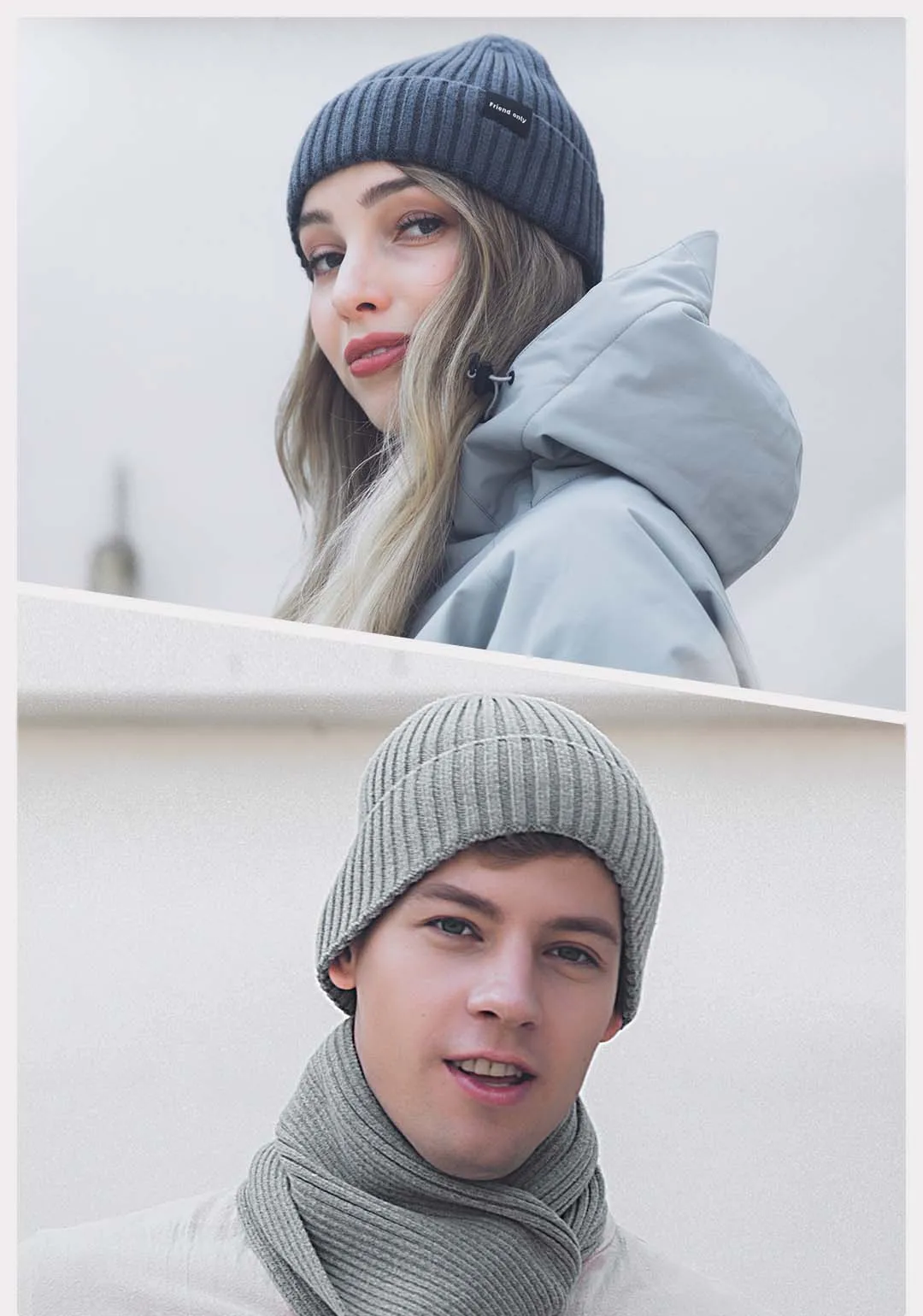 3 colors New Xiaomi MIjia Youpin FO fashion warm velvet knit scarf and Hat warm and cozy for couple