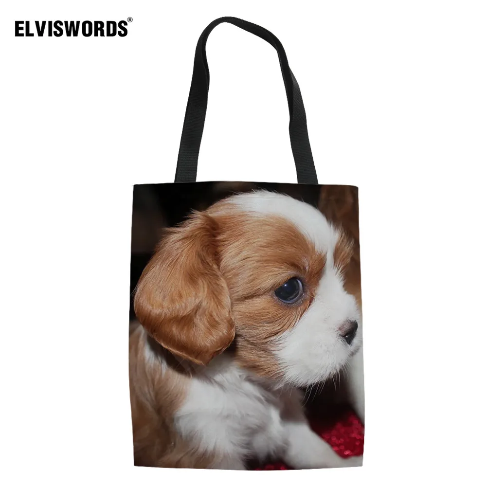 ELVISWORDS кавалер король Шарль спаниель сумка женская милая собака принт тоут для
