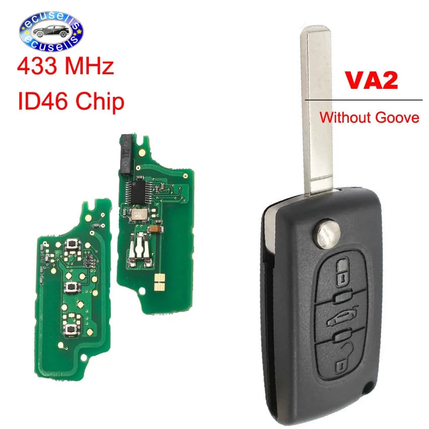 3 кнопки бесключевого входа Складной Дистанционный брелок 433 МГц ID46 чип для Peugeot 307