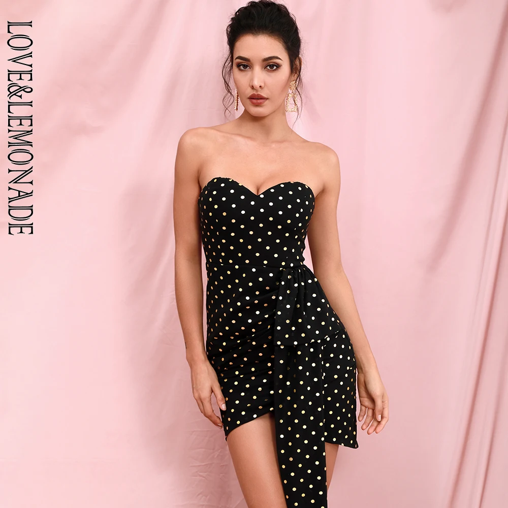 Женское шифоновое мини платье LOVE & LEMONADE черное облегающее вечернее с двумя