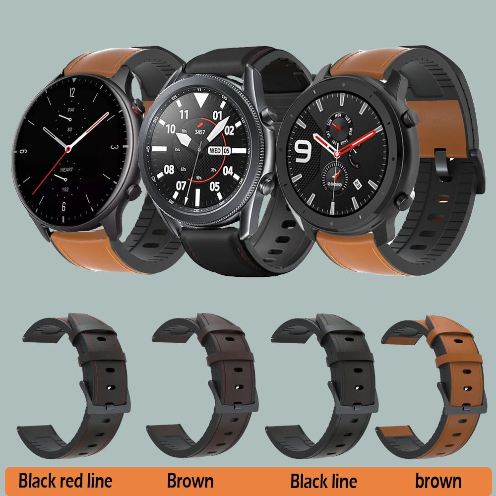 For GTR 2 Leather Strap Wristband for Xiaomi Huami Amazfit GTR 47 Watch Bracelet Band For Samsung galaxy watch 3 45 accessories