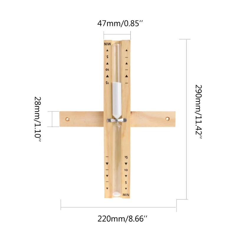 Practical Wall-mounted Rotary Sauna Wooden Hourglass White Sand Timer 15 Minutes Home Decoration 2