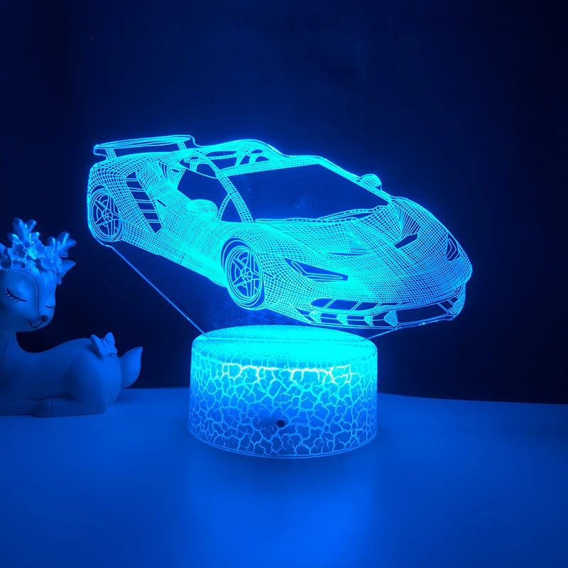 

Акриловая иллюзия, 3D Светодиодная лампа, спортивный автомобиль, USB, Сенсорная лампа, меняющая цвет ночсветильник для детской спальни, декоративная лампа, Прямая поставка