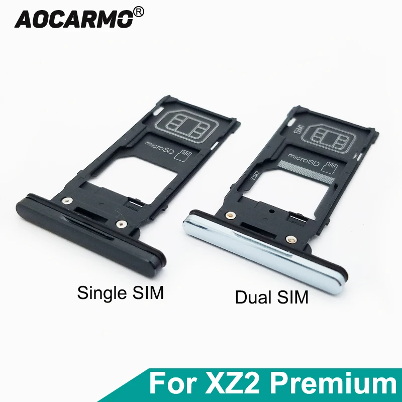 plato vela invadir Aocarmo For Sony Xperia XZ2 Premium H8116 H8166 XZ2P Single Dual Sim Tray  Slot Memory MicroSD TF Card Holder Reader