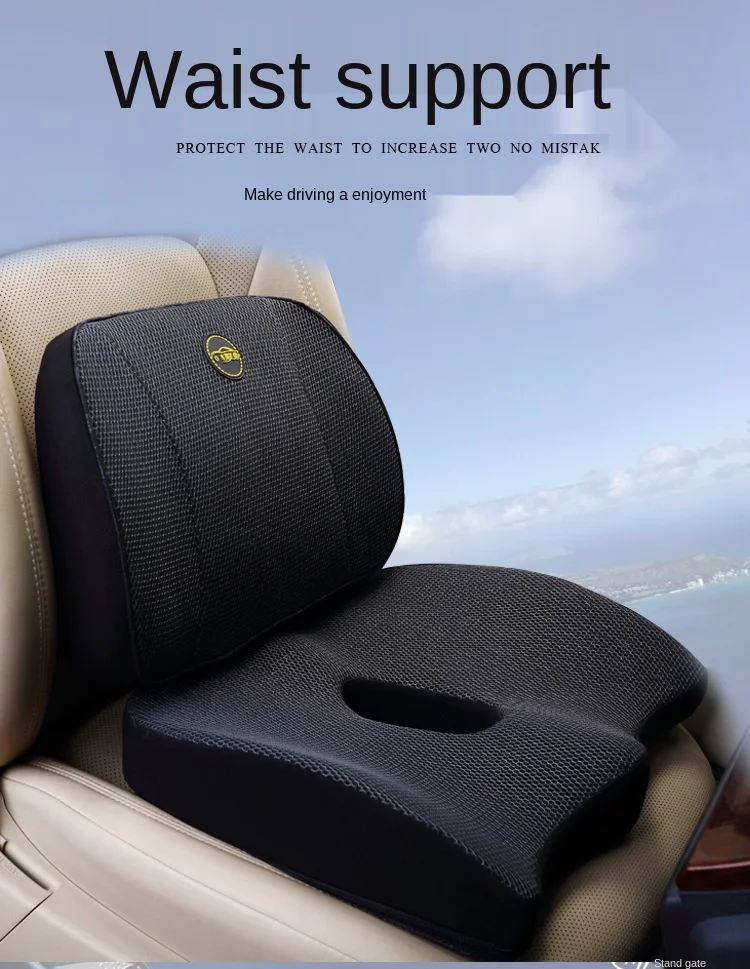Orthopedic Memory Foam Thickned Car Seat Cushion Set Slow Rebound Office Chair Back Support Cushion Seat Support Lumbar Cushion