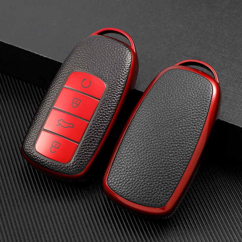 Key Case Key Case Cover Car Key Shell TPU Leather TPU Car Smart 4Button Key Case Cover For Chery Tiggo 8 Pro Tiggo 8plus New 5 plus 7pro