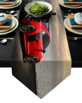 

Red Sports Car Sea View Table Runner Table Flag Home Party Decorative Tablecloth Table Runners