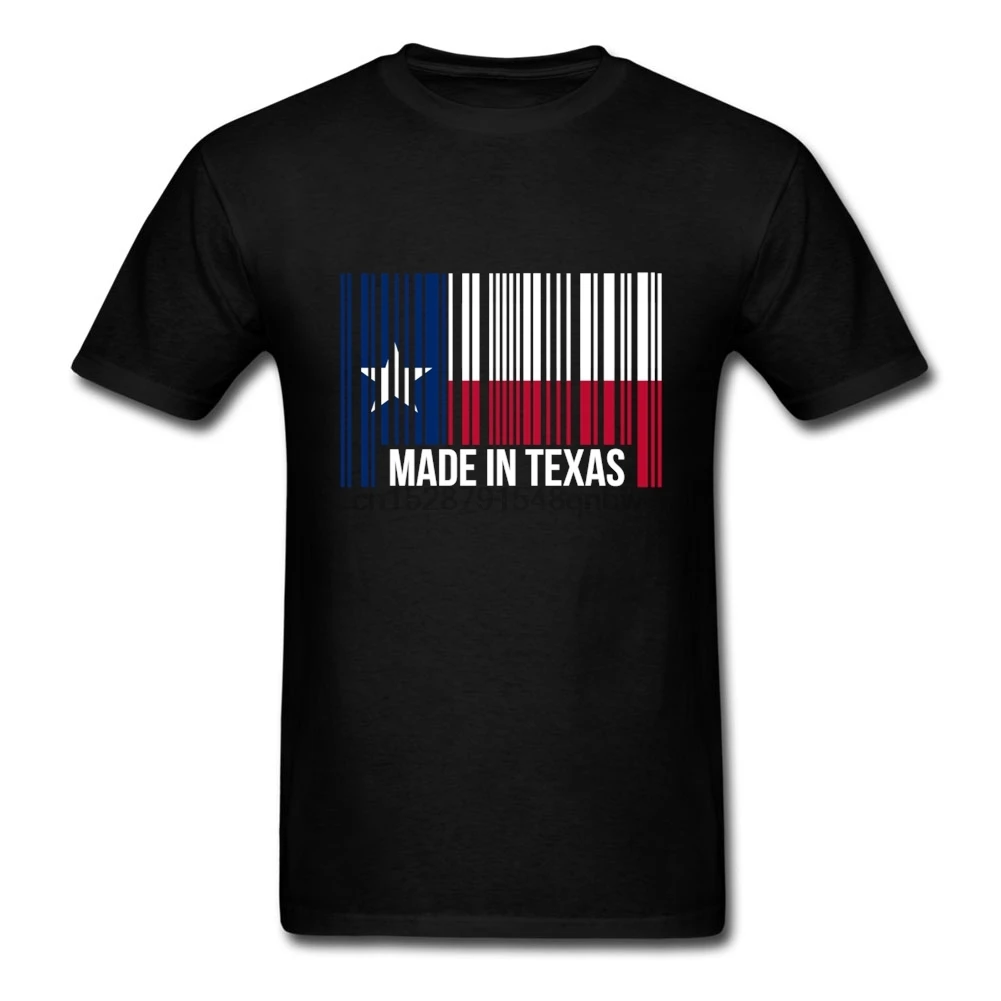 Oversized Funny Barcode made in texas Flag T-Shirts for Men Hilarious Short Sleeve Leisure |