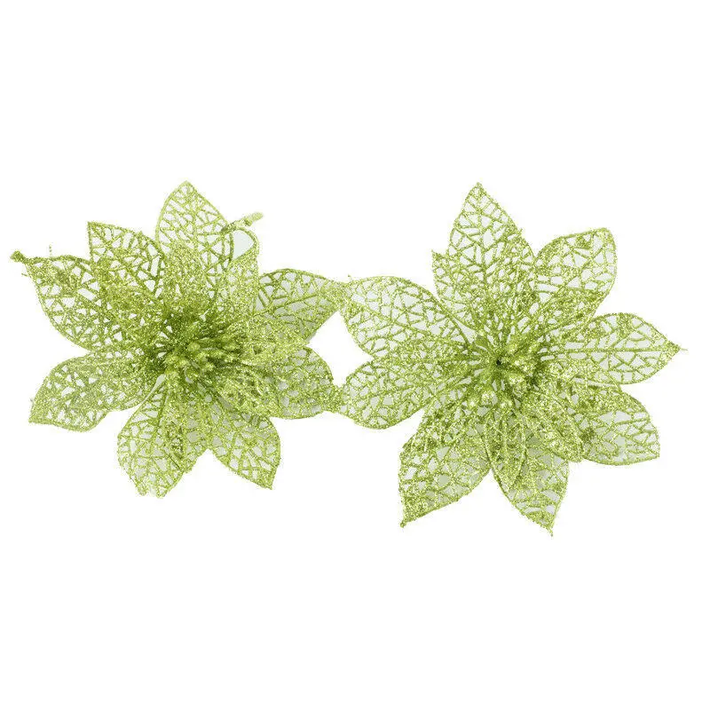 Balleenshiny 10 шт. блестящий цветок Poinsettia, украшения для рождественской елки, вечерние принадлежности, рождественские поделки, Рождественский Декор для дома