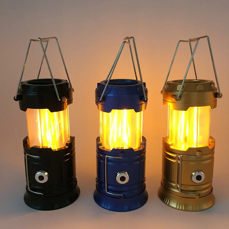 

Camping equipment Lantern LED Solar Powered Rechargeable Folding Portable Retractable Lighting Tool Light Lamp with Handles
