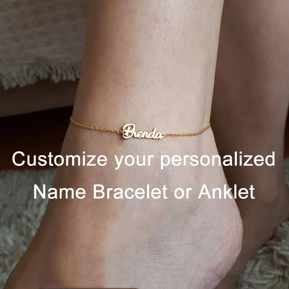 Custom Name Bracelets or Anklets Personalized Jewelry for Womens Girls Stainless Steel Best Friends Birthday Gifts