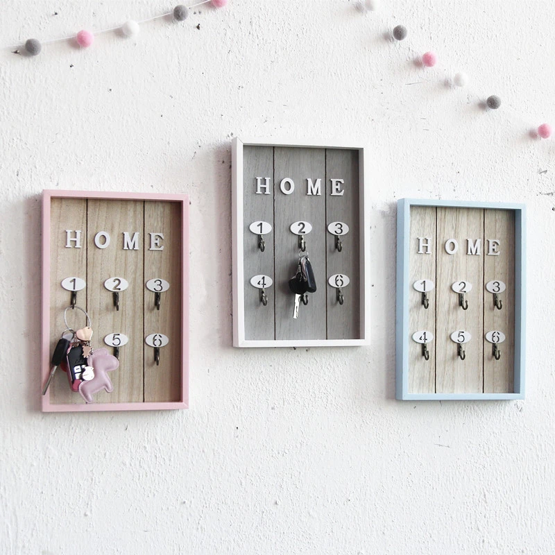 Multi-purpose Home Wall Decor Handmade Wooden key Hook Cargo Storage Box Wall Coat Keys Bags Clothes Hanging Hook Storage Holder