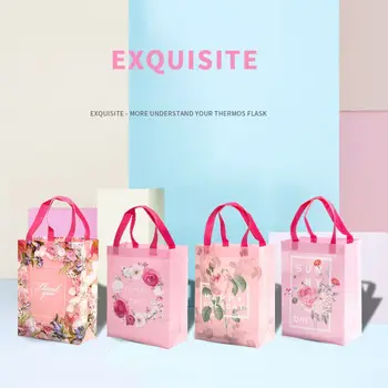 

Flower Printed Gift Bag Portable Non-woven Goodie Bags Present Storage Holder for Birthday Party Wedding Festival