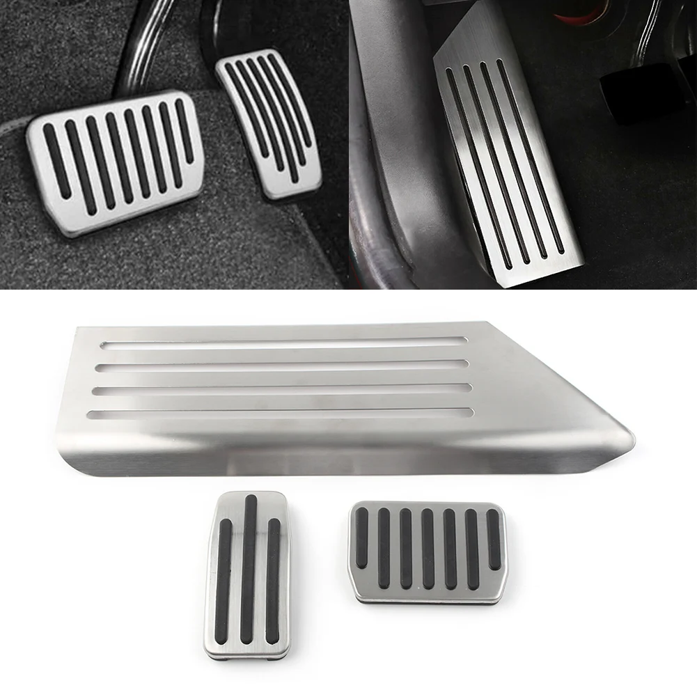 3Pcs/Set Car Accelerator Gas Fuel Brake Foot Rest Pedal For Tesla Model