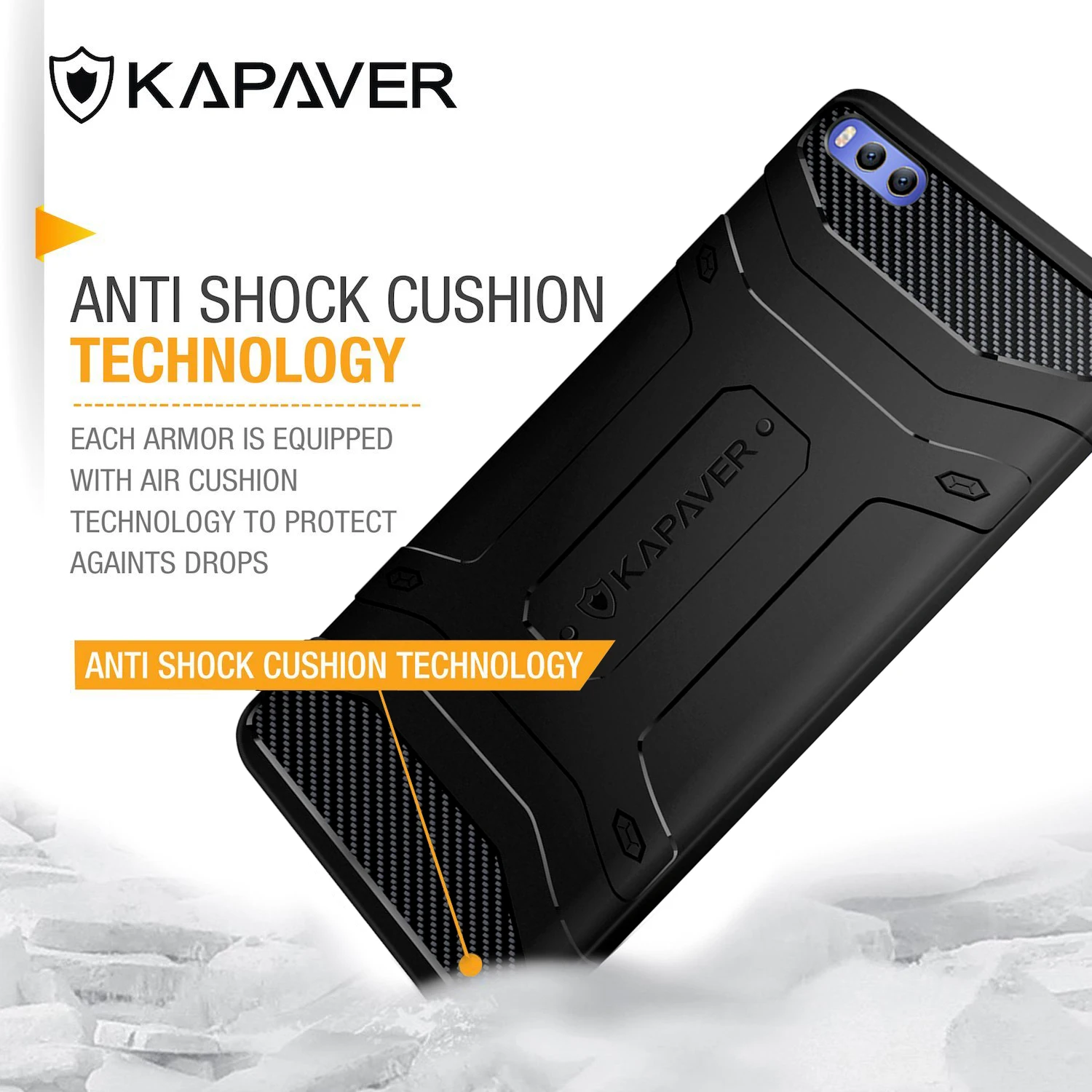 KAPAVER®Чехол для задней крышки Прочный чехол для Xiaomi Mi 6 твердый черный ударопрочный тонкий защитный чехол