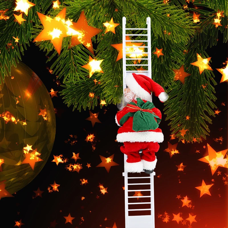 Details about   Children Gift Christmas Ornaments Electric Santa Claus Climbing Ladder Rope Xmas 