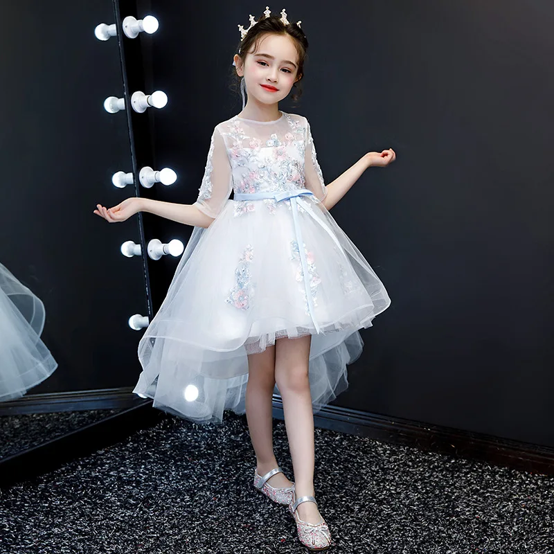 

Girls Princess Dress 2019 Spring And Summer New Tailing Dress Children Puffy Mesh Dress Formal Dress Wechat Business