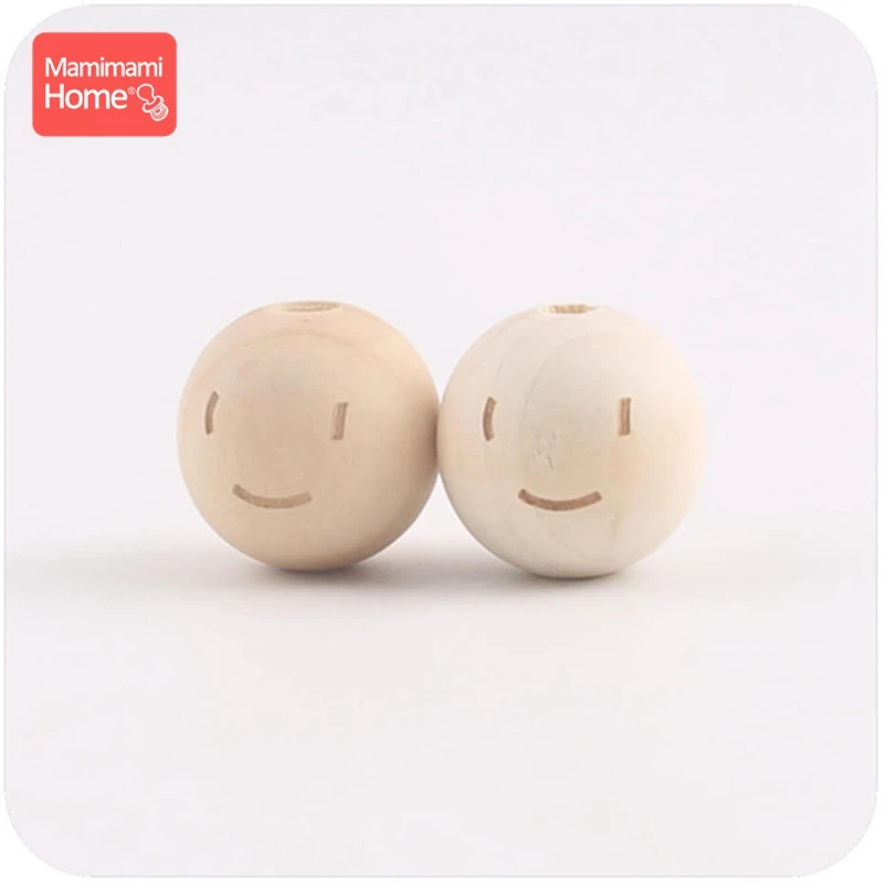 cute face Mamihome 20 шт. 20 мм деревянные печатные бусины, прорезыватель Diy для кормящих ожерелье без БФА деревянные Lank грызунов детские товары игрушки - Цвет: cute face