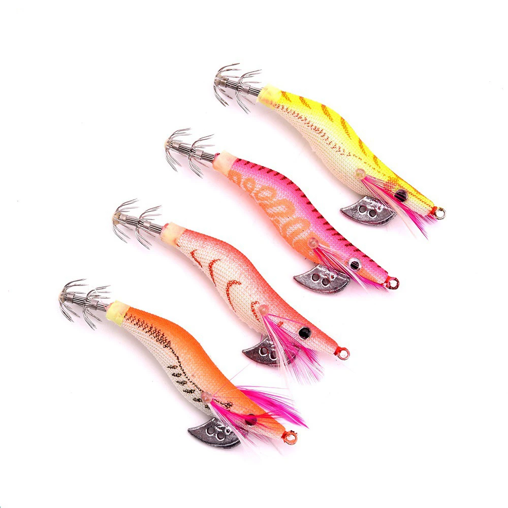 

1 Pc Fishing Luminous Squid Jigs Lures Wood Shrimp Fishing Lure 8CM 8g 2.0# Night Squid Hook Pesca Carp Fishing Tackle Wobblers