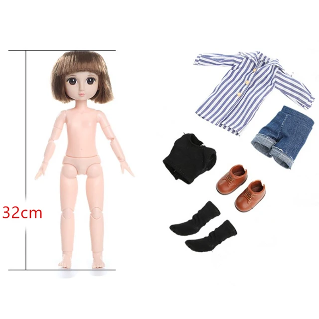 28cm Bob Hair Dolls Set Casual Outfit Cute Body Doll with Clothes Dress Up Doll Bjd Doll 1/6 Children Toys for Girls 2