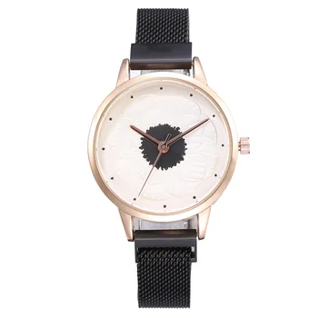 

2020luxury trend fashion personality 3D flowers Milan with magnet buckle alloy lazy mesh belt quartz watch ladies bracelet watch