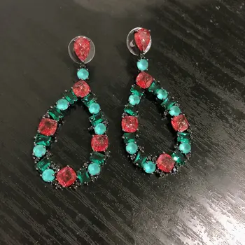 

tendy big cubic zirconia large hollow drop earring for women