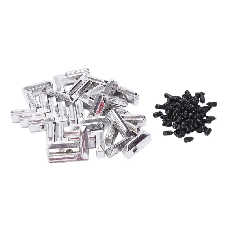 

20Pcs T Slot L-Shape Interior Inside Corner Connector Joint Bracket With Screws 3030 Series Slot 8Mm For Aluminum Extrusion Prof