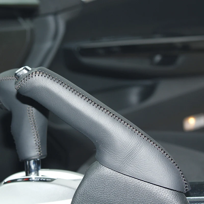 Car Hand Brake Covers Top Layer Leather Case For Honda Accord 8 2008-2013 Handbrake Grips Cover Auto Genuine Leather Handbrake