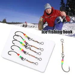 5PCS/Lot 2021 Winter Ice Fishing Lure 2# 4# 6# Hook Mini Metal Lead Head Hook Bait Jigging Fishing Barbed Hook