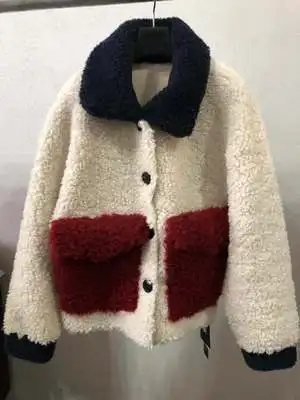 

In Autumn and Winter 2019 The New Lamb Fur In Contrast Color Is Loose and Thick Wool Coat for Women Winter Coat Women