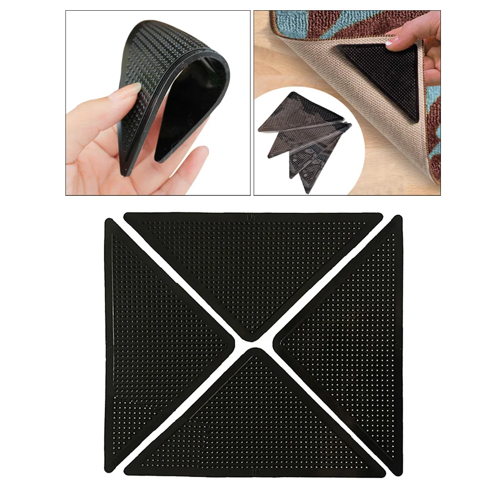 4PCS Rug Pad Carpet Mat Grippers Non Slip Washable Used On Different Tiles New