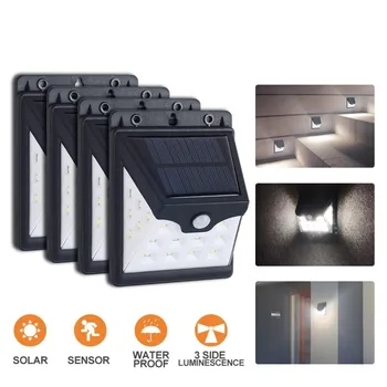 

2PCS LED Outdoor Waterproof Solar Garden Light 3-Mode PIR Motion Sensor Three-sided Solar Energy for Outdoor Decorative Lighting