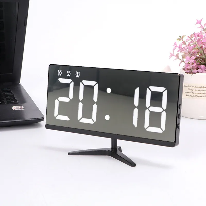 Digital Alarm Clocks LED Mirror Clocks Multifunction Snooze Display Temperature Time Night LCD Light Tables Desktops USB Cables