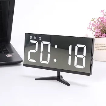 

Hot Digital Alarm Clocks LED Mirror Clocks Multifunction Snooze Display Temperature Time Night LCD Light Table Desktop USB Cable