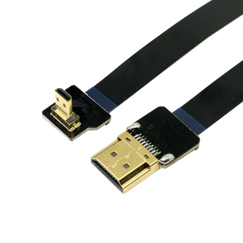 FPV HDMI кабель 90 градусов угловой FPV Micro HDMI штекер HDMI Мужской плоский кабель для FPV HDTV аэрофотосъемка