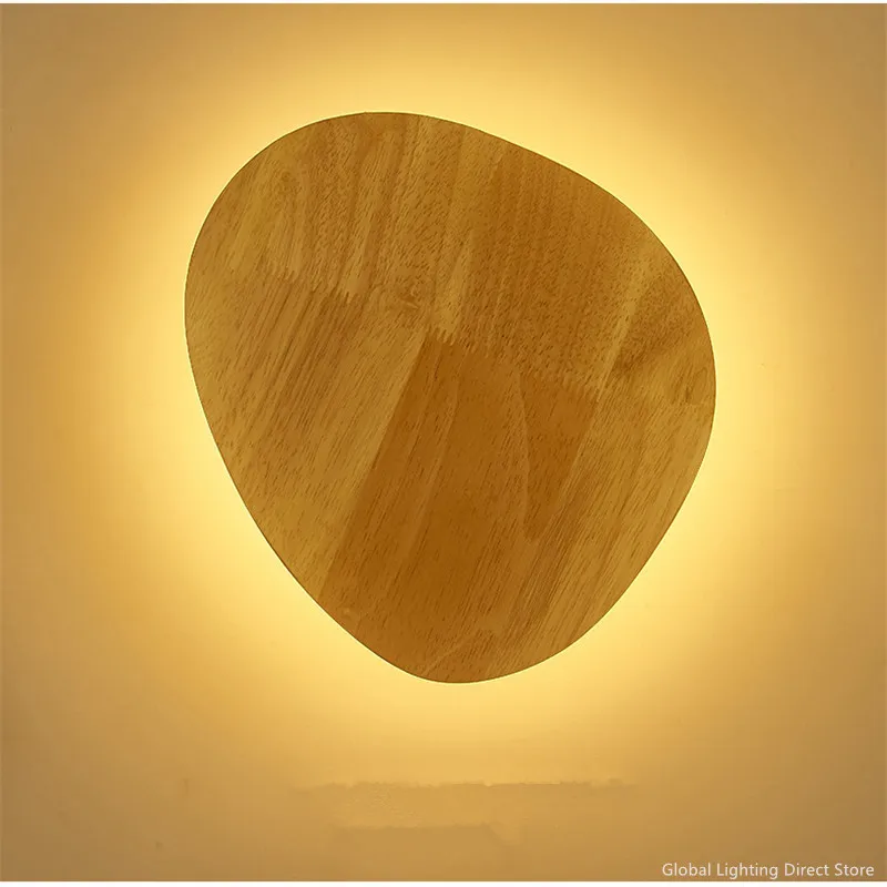 

New Modern Nordic Interior Round Wooden Wall Lamp For Bedroom Bedside Stairs Aisle Led Background Wall Lights Bathroom Lamp 40