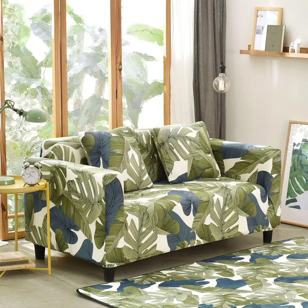 Furniture Couch Cover Slipcovers Sofa Set Leaves Printed Thin Stretch Tight Wrap Home Furniture Modern Design