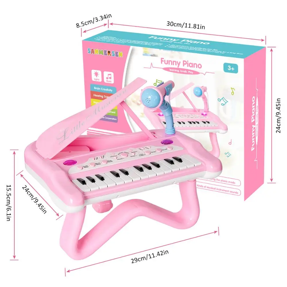 Kids Musical Instruments Toys Mini Simulation Electronic Keyboard with Microphone Mutilfunctional Animal Music Song Baby Developmental Early Electone Piano For Children Babies Puzzle Learning Toy Gifts