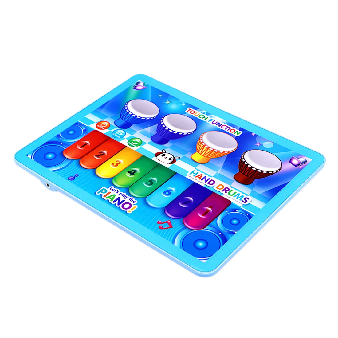 

Music Tablet Touch Screen Piano Drum Early Educational Learning Toy for Children - Blue